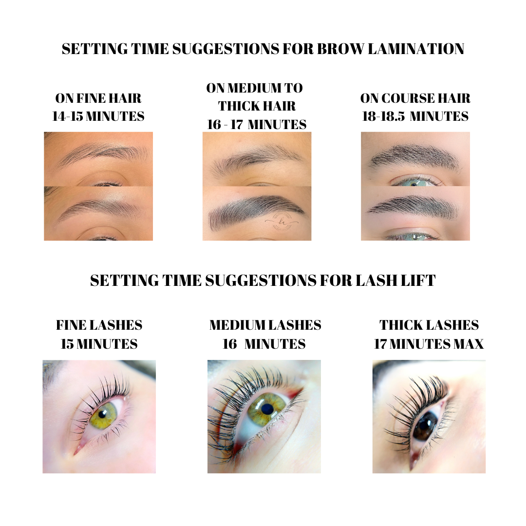 Lash Lift and Brow Lamination processing time suggestions with Curlerpop 